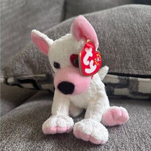 Cupid Ty Beanie Babies White and Pink Dog Toy